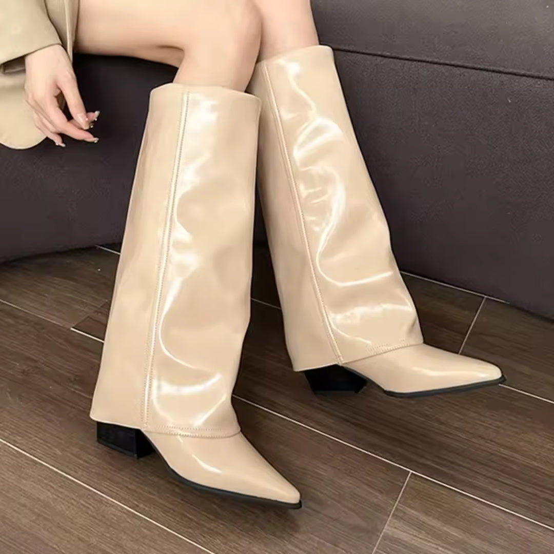 Chaussures à Talons Pointus Hautes jusqu'aux Genoux pour Femme