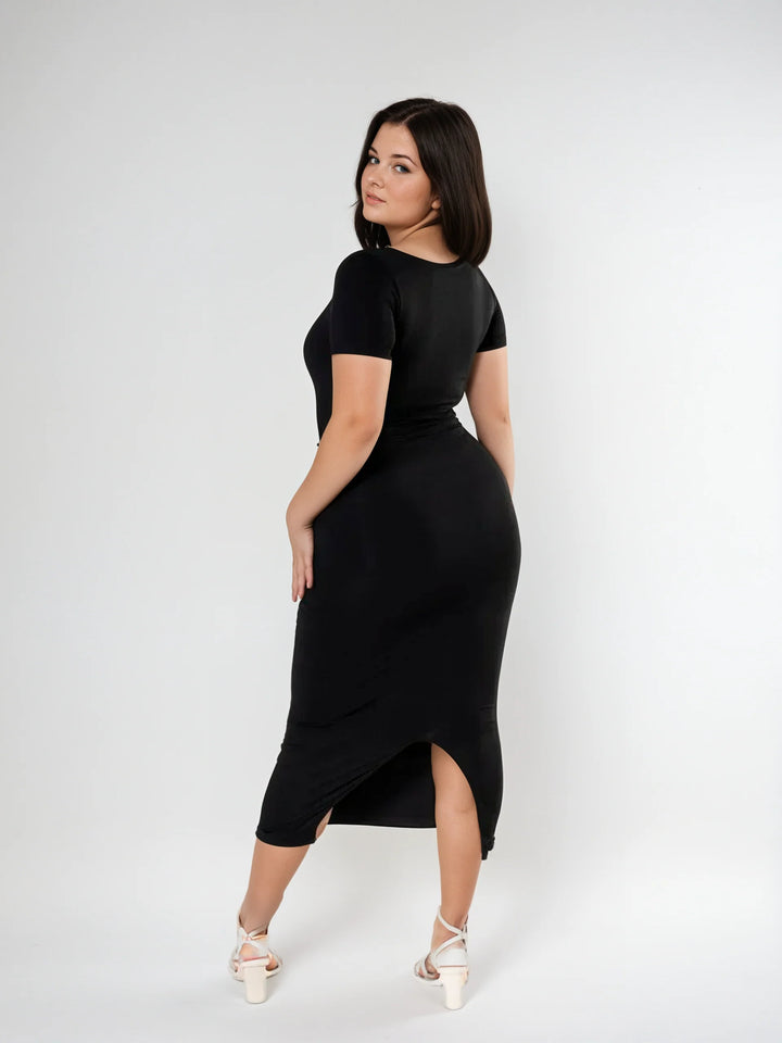 Robe Gainante Midi à Manches Courtes