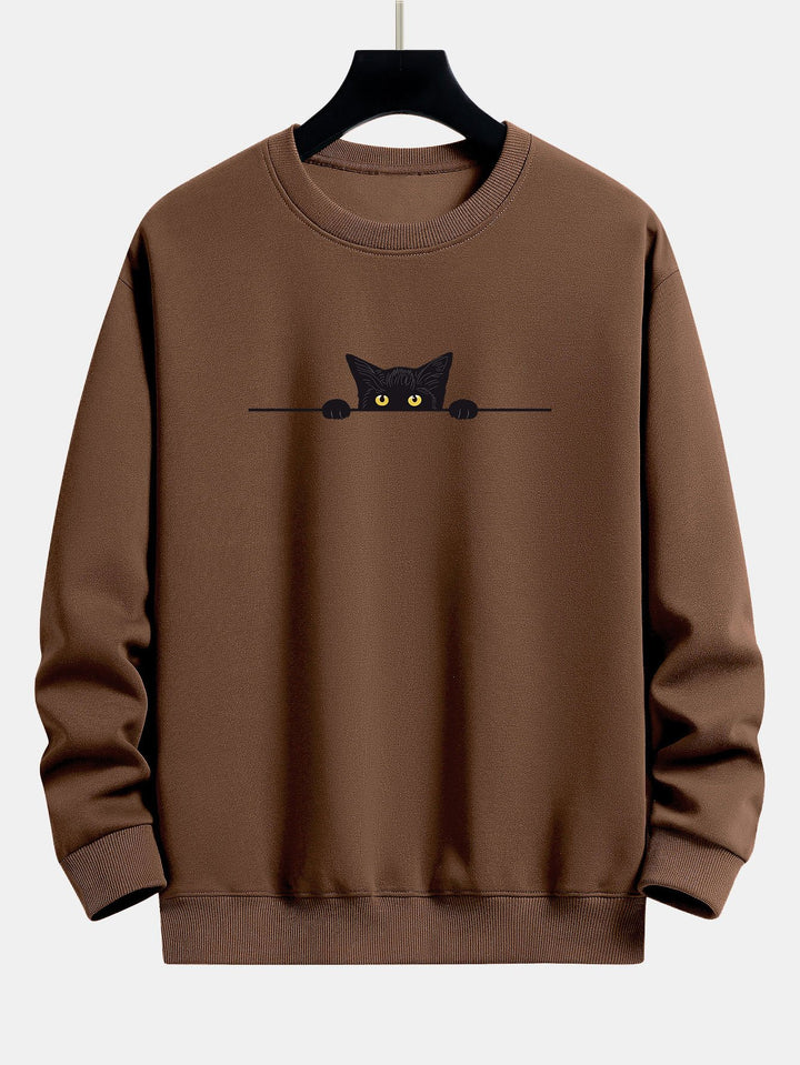 Sweatshirt Relax Fit à Imprimé Chat Noir