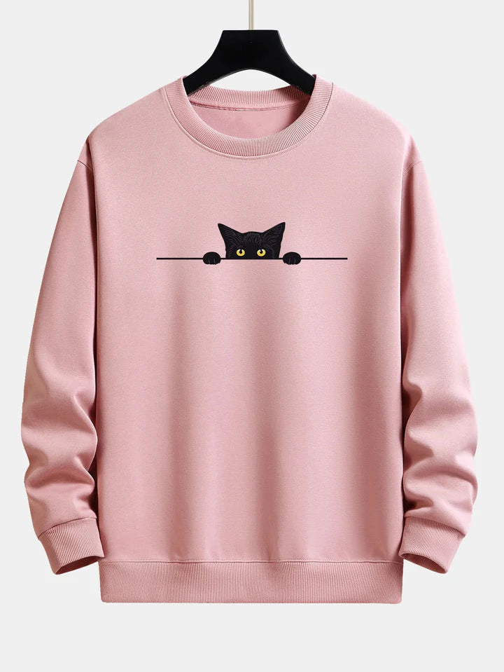 Sweatshirt Relax Fit à Imprimé Chat Noir