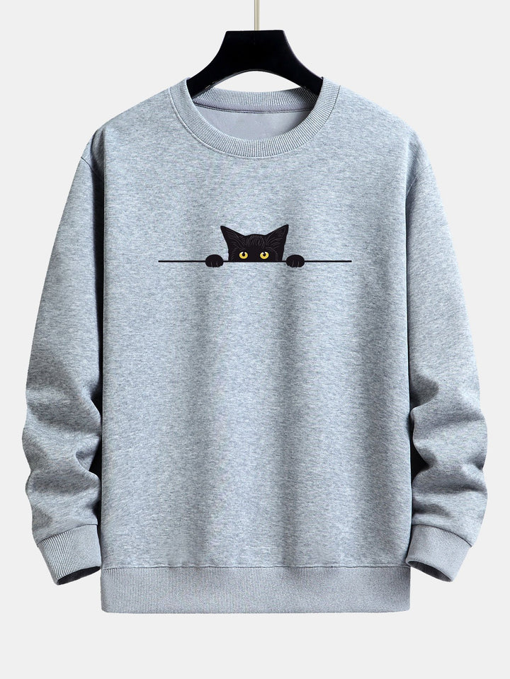 Sweatshirt Relax Fit à Imprimé Chat Noir