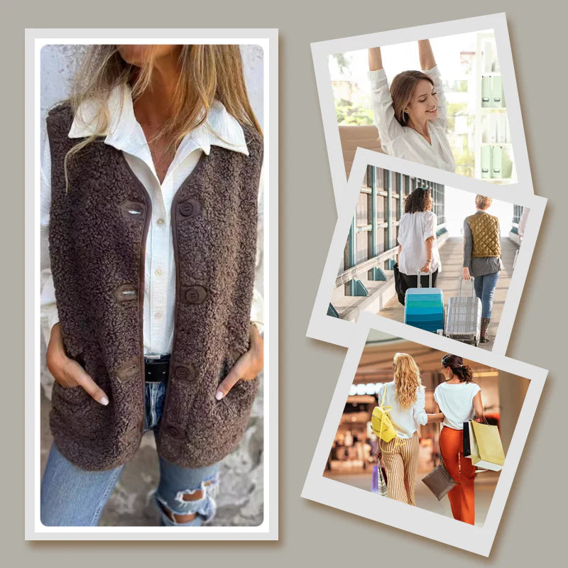 Women's Autumn Buttoned Cardigan with Warm Wool